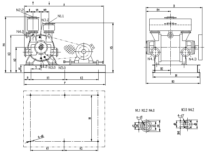 2BE1 102/103/151/152/153泵頭安裝尺寸